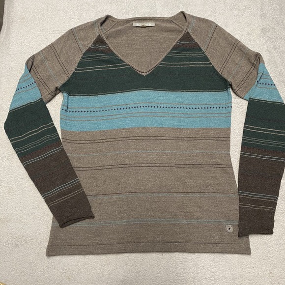 Smartwool Sweaters - Smartwool Sweater Womens Medium Striped Merino V Neck Ethno Outdoors‎